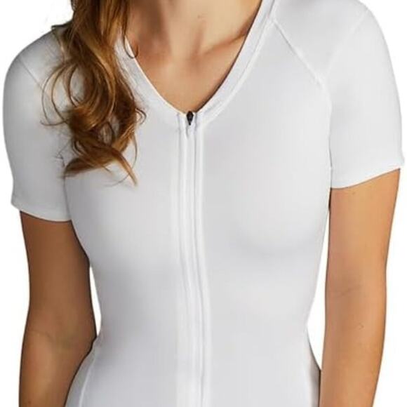Tommie Copper Women's Compression Shirt Short Sleeve White Large Zip Up NWOT - Picture 2 of 10